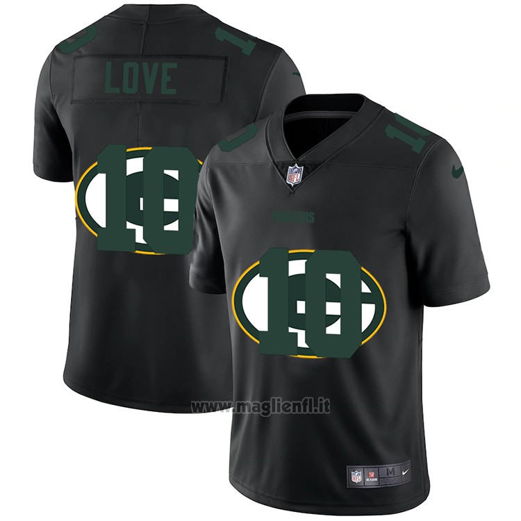 Maglia NFL Limited Green Bay Packers Love Logo Dual Overlap Nero